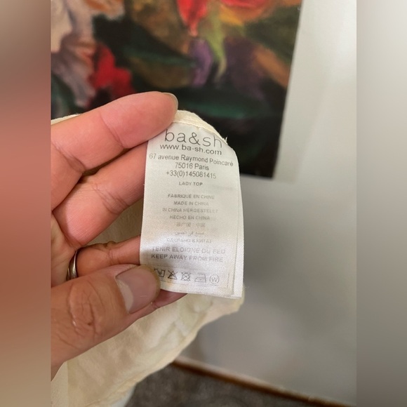 Ba&sh Cream Flutter Ruffle Sleeves Open Back Tank Blouse Top XS - Picture 6 of 9